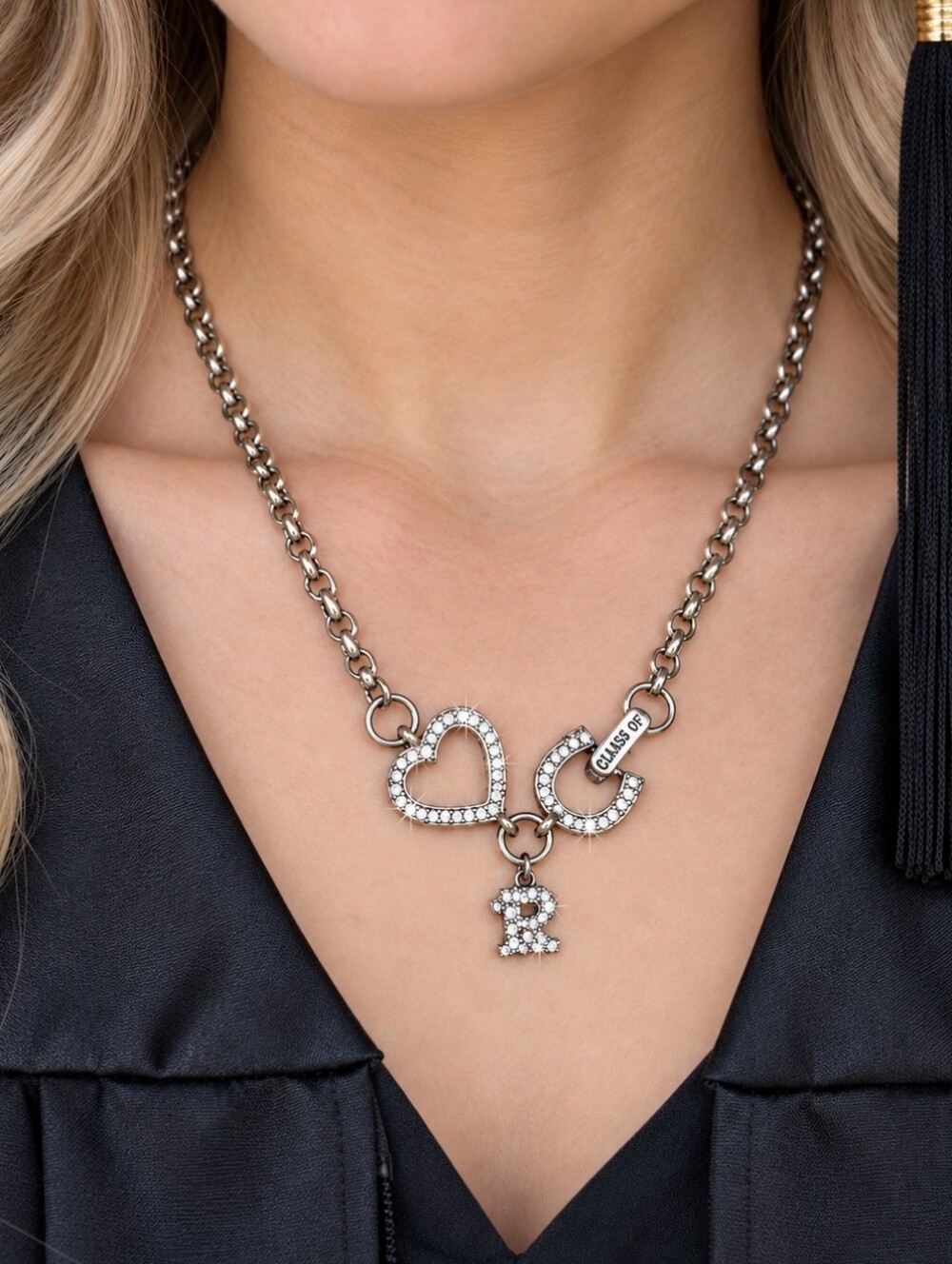 JOSTEN'S Class Of 2012 Graduation High School Silver Tone Rhinestone Necklace